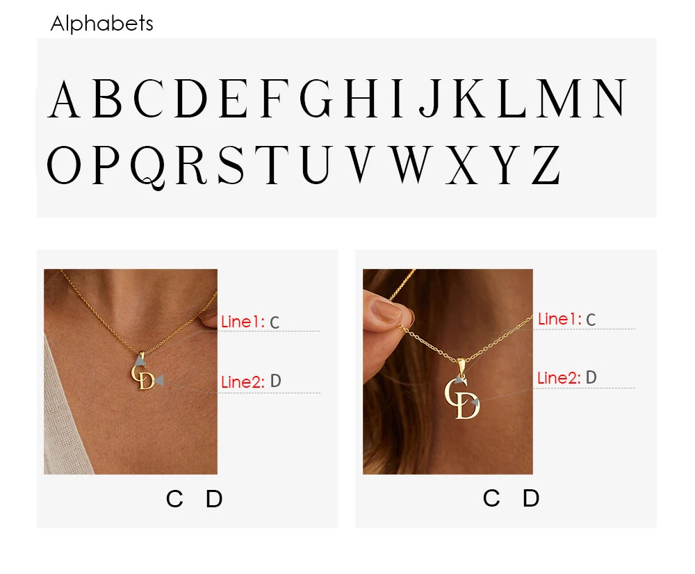 Personalized Initials Necklace | Custom Letter Necklace | VELZARO