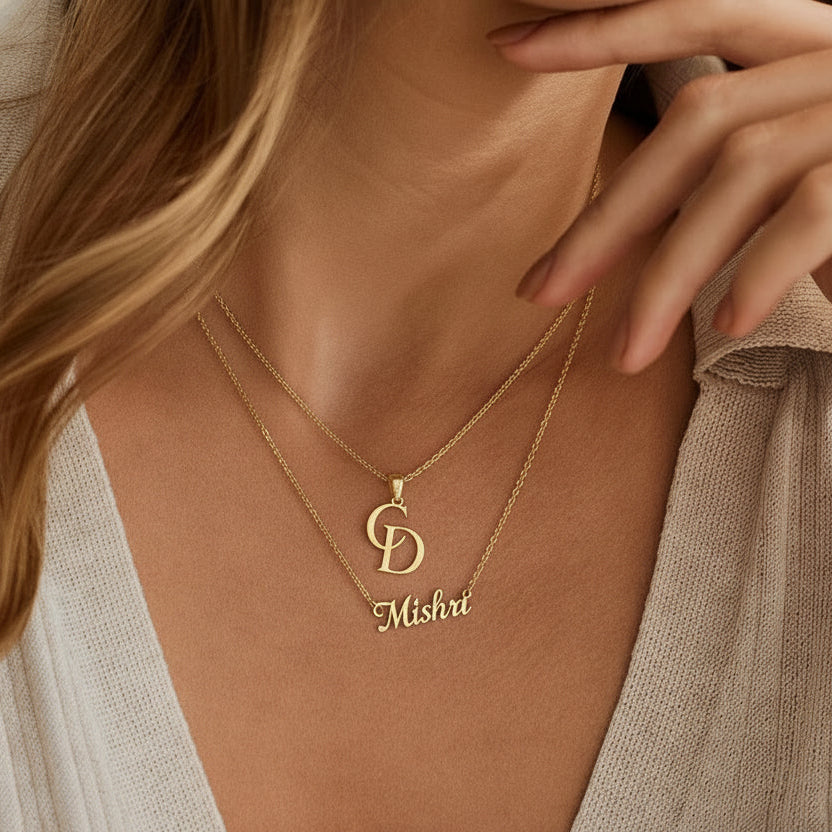 Personalized Initials Necklace | Custom Letter Necklace | VELZARO