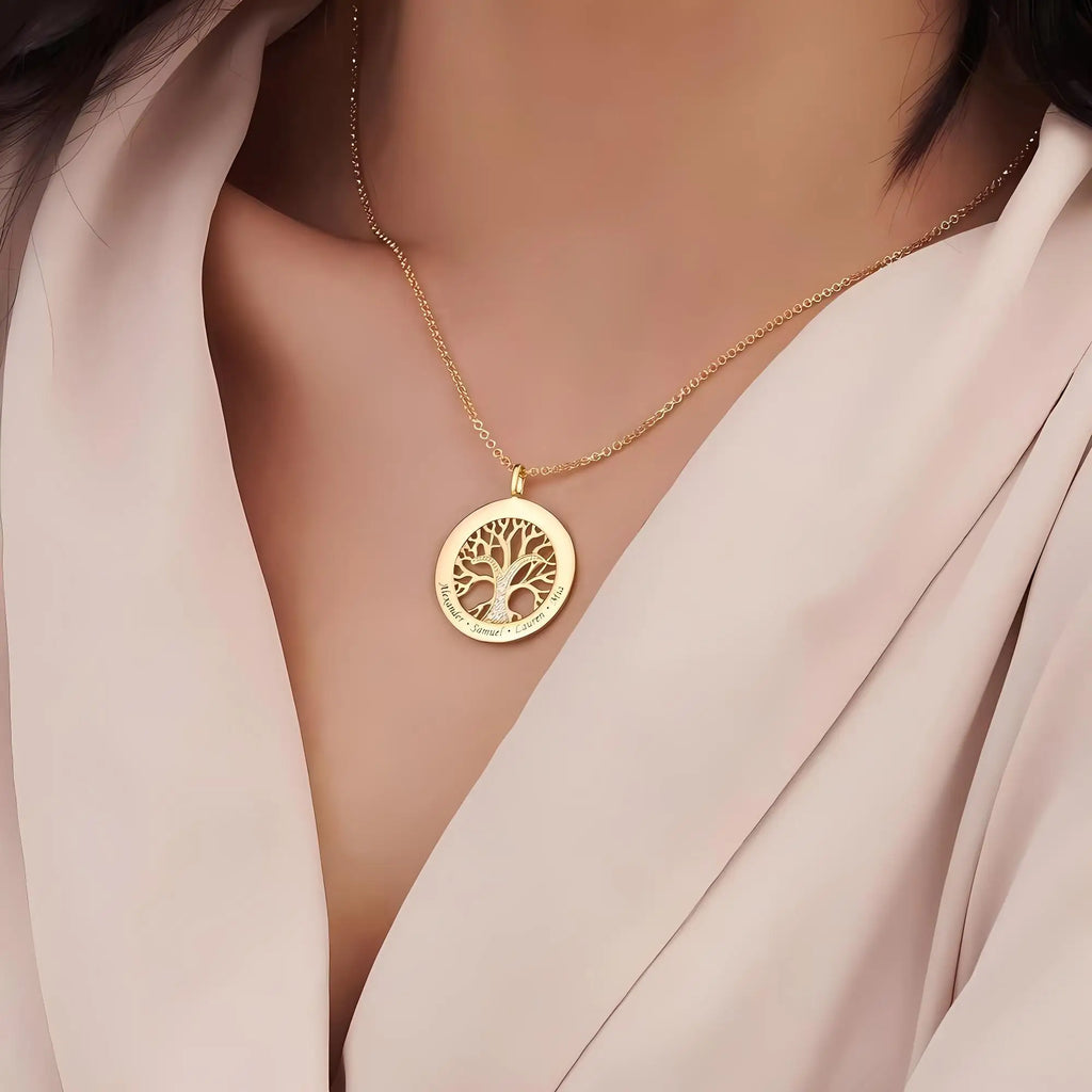 Personalized Life Tree Name Necklace | Gold & Rose Gold | Family Gift