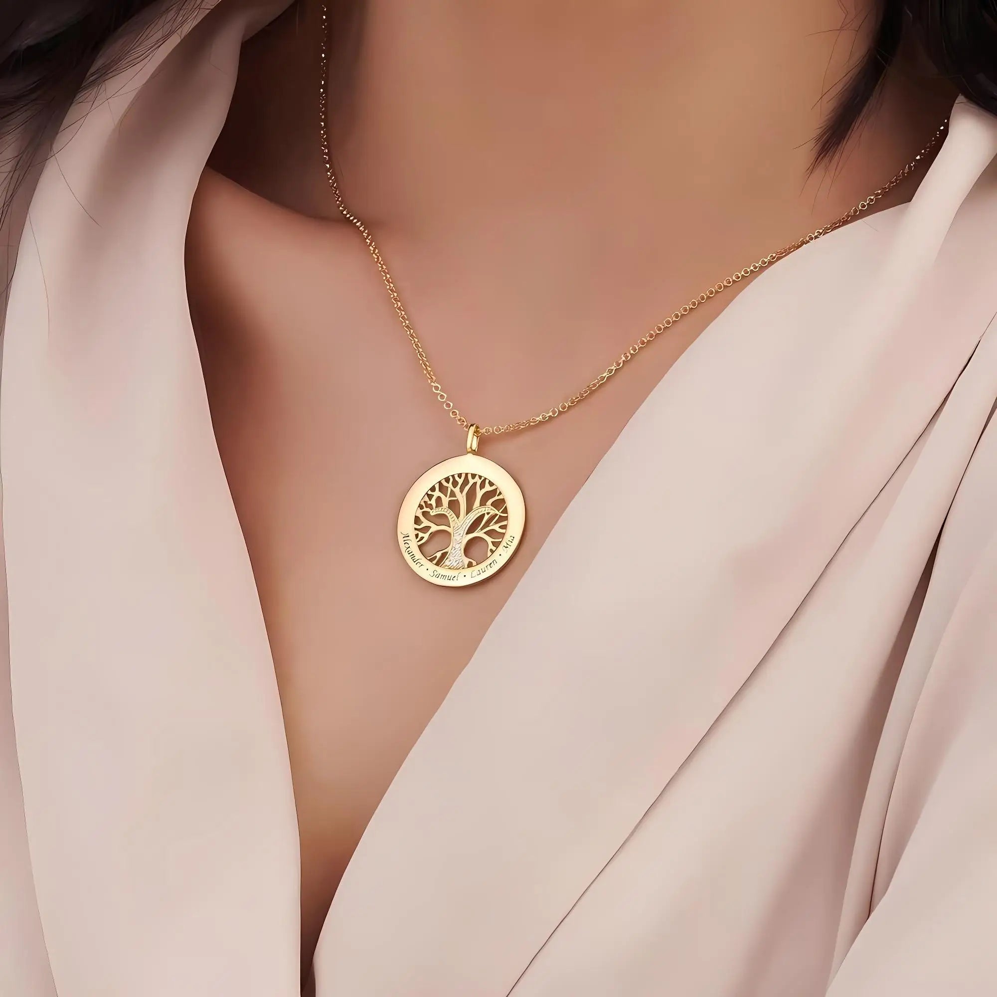 Personalized Life Tree Name Necklace | Gold & Rose Gold | Family Gift