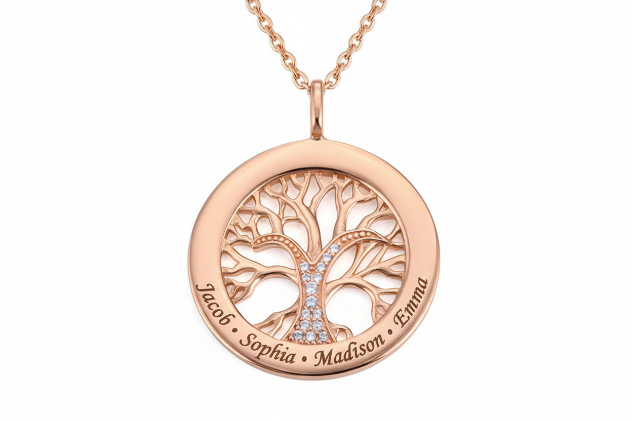 Personalized Life Tree Name Necklace | Gold & Rose Gold | Family Gift
