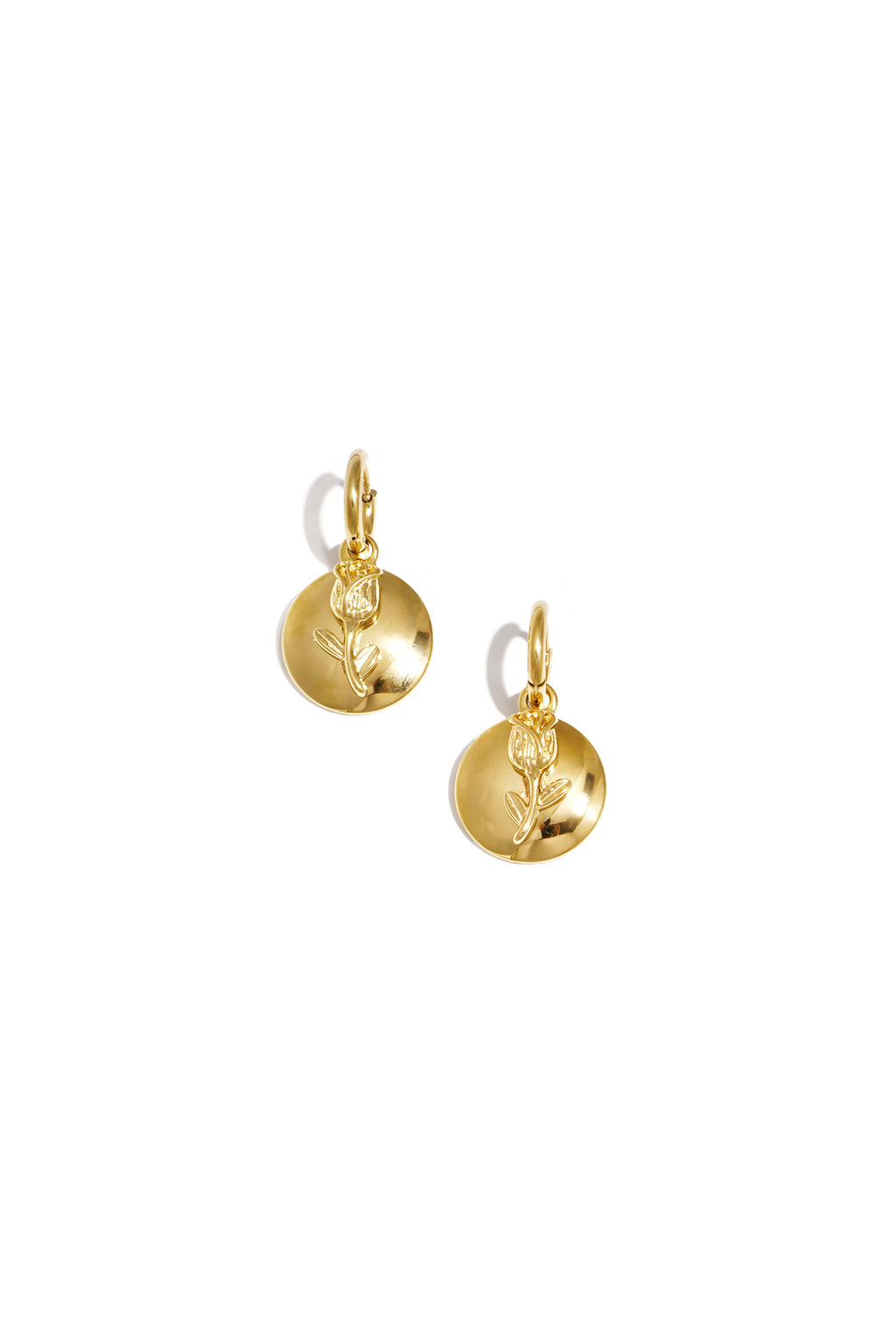 Earrings with rose in flower pendant