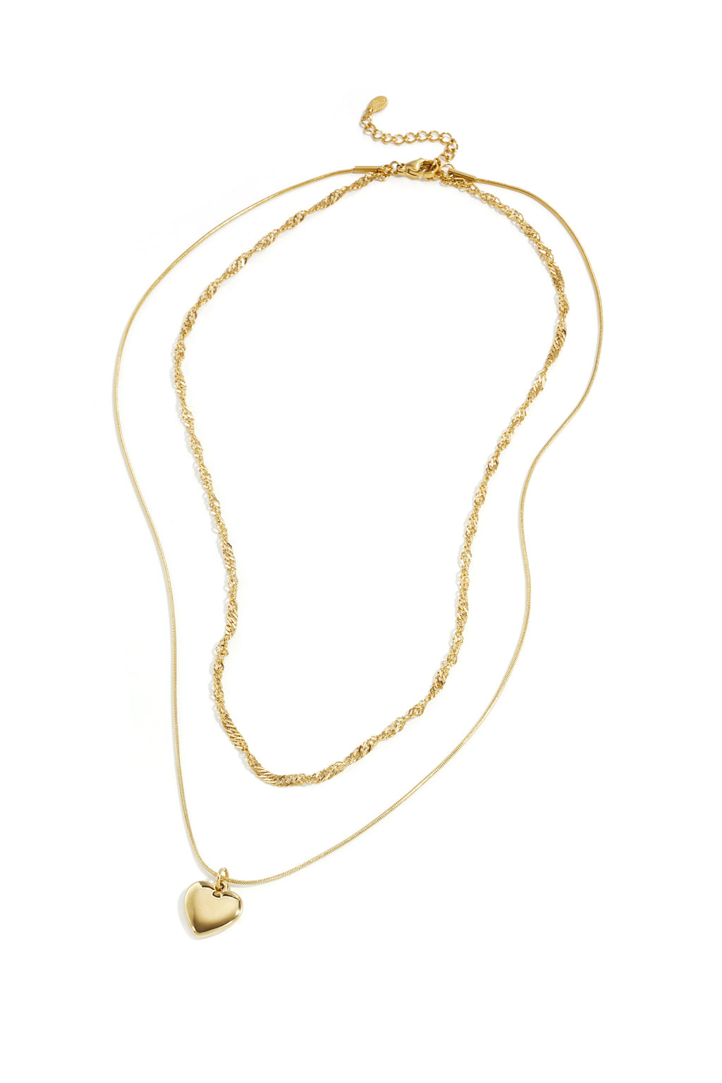 Layered necklace with heart charm